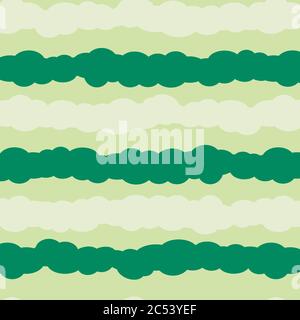 Vector Green Clouds - Travel The World seamless Illustration. Colourful Repeat pattern Stock Vector