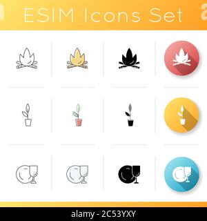 Apartment amenities icons set Stock Vector