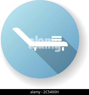 Deck chair blue flat design long shadow glyph icon Stock Vector