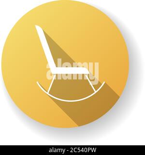 Rocking chair yellow flat design long shadow glyph icon Stock Vector