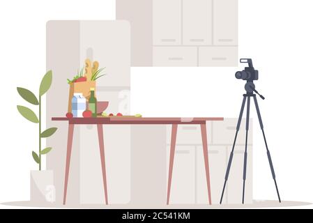 Culinary blog semi flat RGB color vector illustration Stock Vector