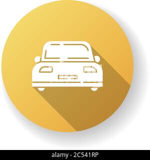 Auto yellow flat design long shadow glyph icon Stock Vector