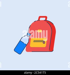 Backpack semi flat RGB color vector illustration Stock Vector