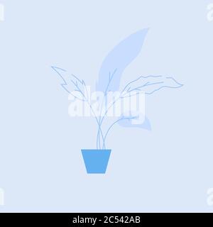 Houseplant in blue pot semi flat RGB color vector illustration Stock Vector