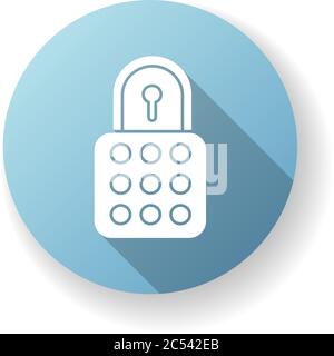 Lock blue flat design long shadow glyph icon Stock Vector