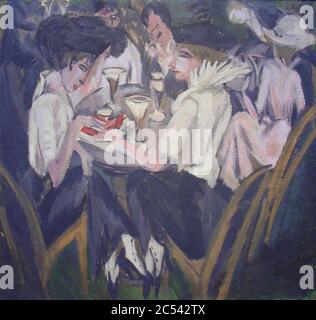 In de cafetuin door Ernst Ludwig Kirchner (1880-1938). Stock Photo