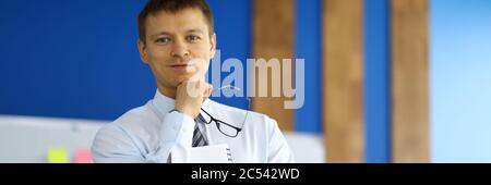 Man and black stylish glasses Stock Photo