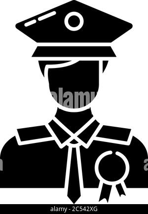 Police officer black glyph icon Stock Vector