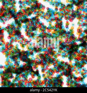 Abstract technology pattern with multiple dot particles. Colorful particle grid background. Vector futuristic illustration. Abstract molecules backgro Stock Vector