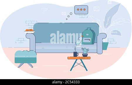 Living room semi flat vector illustration Stock Vector