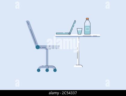 Personal workplace semi flat RGB color vector illustration Stock Vector