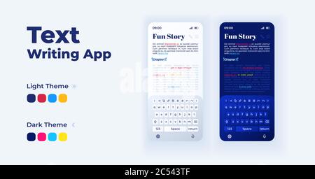 Text writing smartphone interface vector templates set Stock Vector