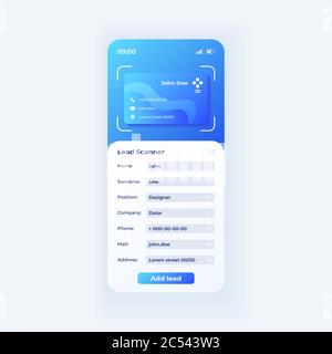 Lead scanner smartphone interface vector template Stock Vector