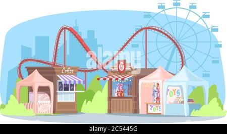 Empty street fair semi flat vector illustration Stock Vector