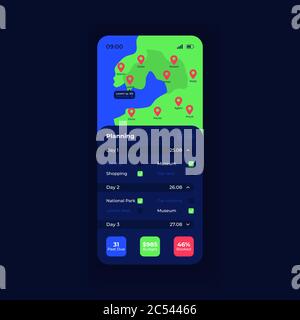 Travel management app smartphone interface vector template Stock Vector