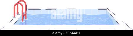 Swimming pool semi flat RGB color vector illustration Stock Vector
