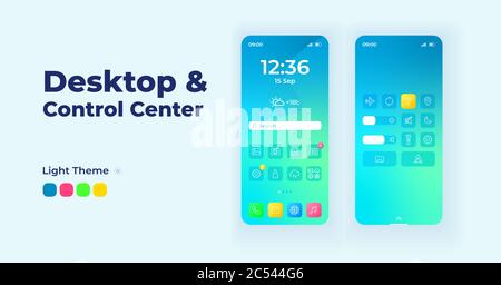 Desktop and control center smartphone interface vector templates set ...
