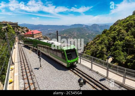 Montserrat monorail railway train in a beautiful summer day, Catalonia, Spain Stock Photo