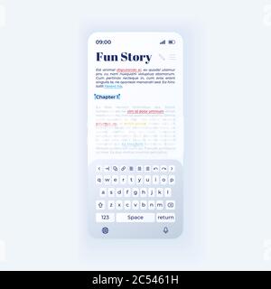 Text writing smartphone interface vector template Stock Vector