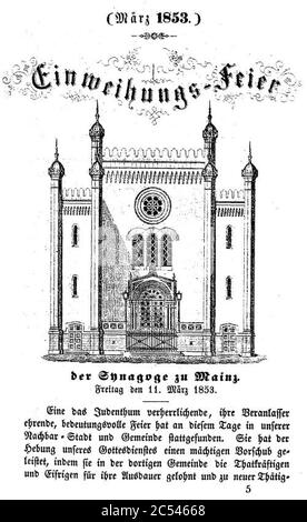 Inauguration leaflet of the Hauptsynagoge Mainz in 1853. Stock Photo