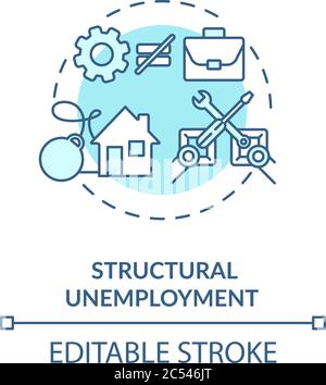 Structural unemployment turquoise concept icon Stock Vector