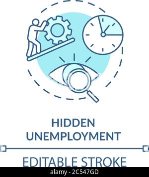 Hidden unemployment turquoise concept icon Stock Vector