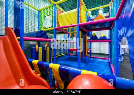 Modern children playground in the room Stock Photo