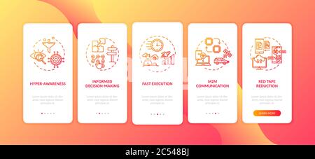 Digital business agility onboarding mobile app page screen with concepts Stock Vector