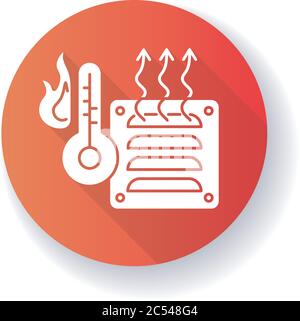 Electric heater red flat design long shadow glyph icon Stock Vector