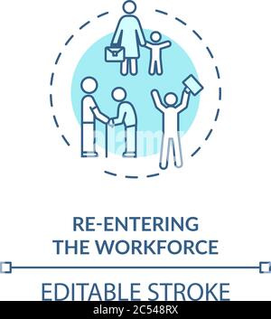 Re entering workforce turquoise concept icon Stock Vector