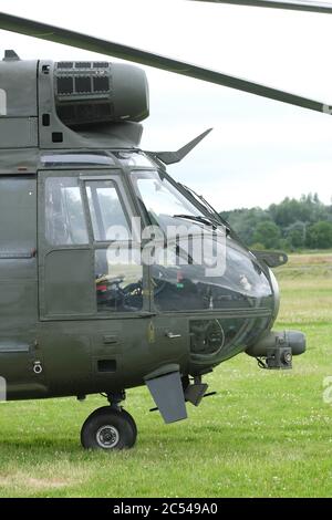 Royal Air Force ( RAF ) Puma HC2 helicopter of 28 Sqd from RAF Benson seen in summer 2020 Stock Photo