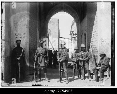 Indian and British guards, St. Stephen's Gate, Jerusalem Stock Photo