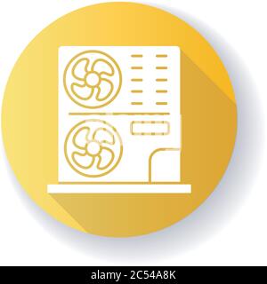 Residential AC yellow flat design long shadow glyph icon Stock Vector