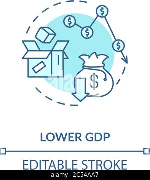 Lower GDP turquoise concept icon Stock Vector