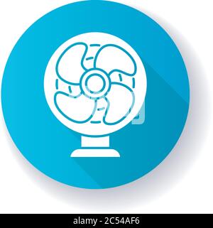 Table fan blue flat design long shadow glyph icon Stock Vector