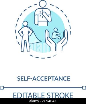 Self acceptance turquoise concept icon Stock Vector