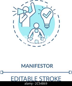 Manifestor turquoise concept icon Stock Vector