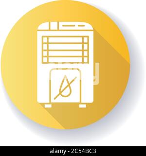 Dehumidifier yellow flat design long shadow glyph icon Stock Vector