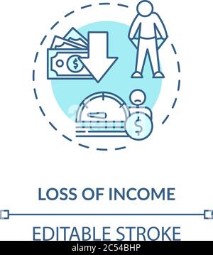 Loss of income turquoise concept icon Stock Vector