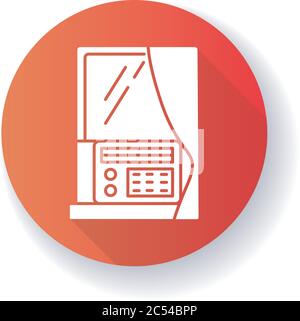 Window air conditioner red flat design long shadow glyph icon Stock Vector