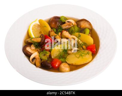 Concept of cooking, boiled young potatoes, isolated on white background ...