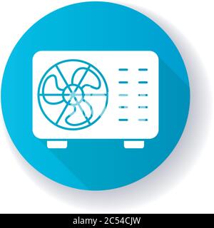 Split air conditioner blue flat design long shadow glyph icon Stock Vector