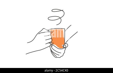 Hands holding a cup of coffee. Hand drawn vector illustration. Stock Vector