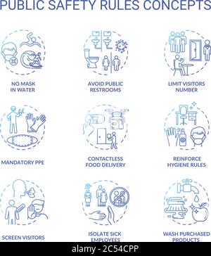 Public safety rules concept icons set Stock Vector