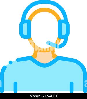 webshop call center operator icon vector outline illustration Stock Vector