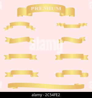 Golden ribbon set. eps 10 vector iilustration Stock Vector