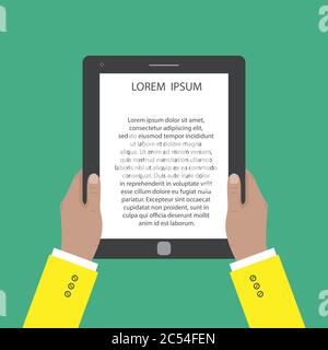 Hands holding tablet computer. eps 10 vector iilustration Stock Vector