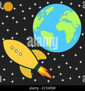 cosmos explore space rocket. eps 10 vector iilustration Stock Vector