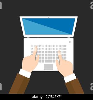 Businessman hands are typing on laptop keyboard Stock Vector