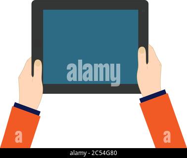 hand holding hi-tech computer communication device. eps 10 vector iilustration Stock Vector